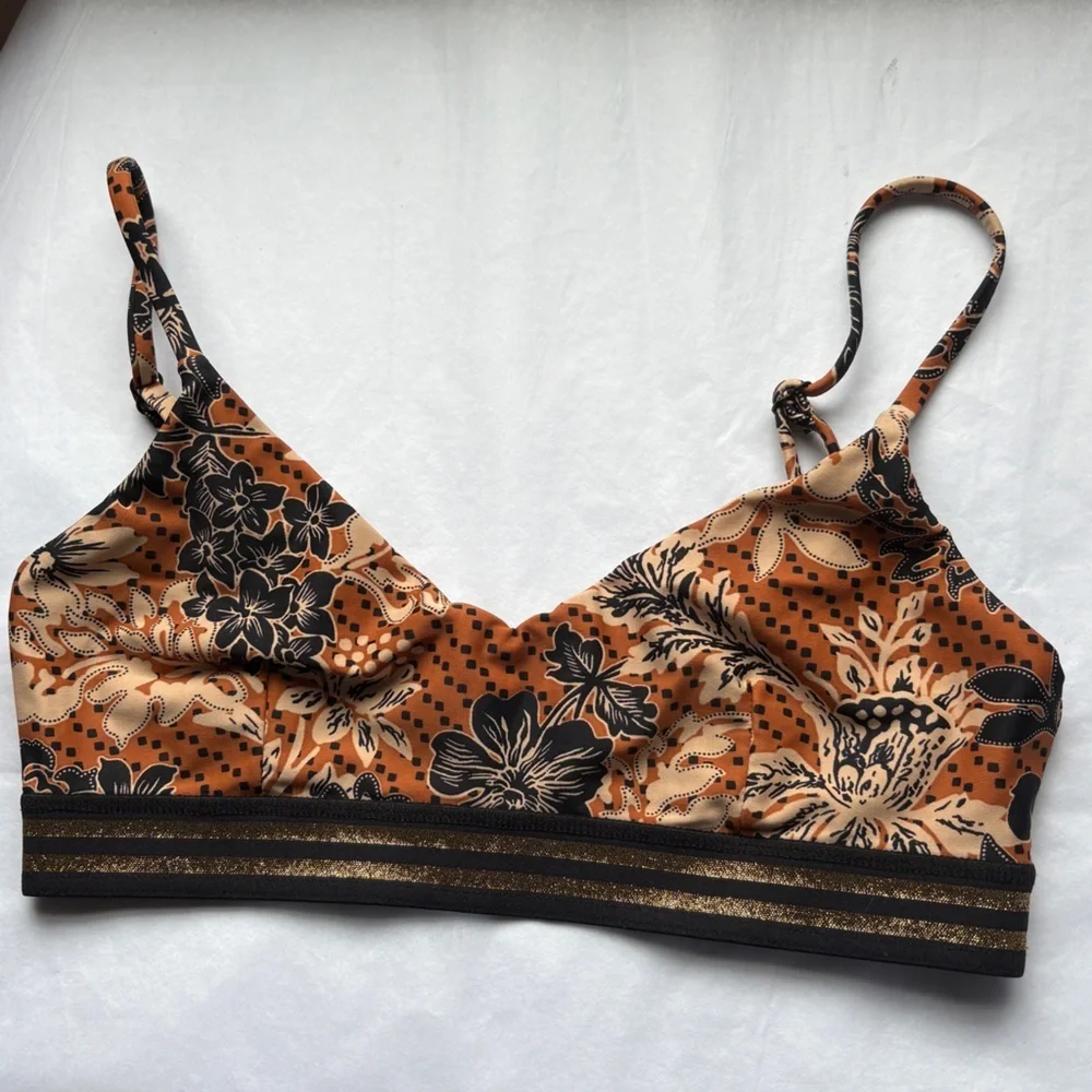 The Upside sz 6 Sports Bra Set of 3 leopard ruffle batik corfu Jewel Leo Natcha